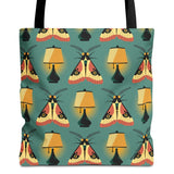 Moth Loves Lamp 13"x13" Tote Bag