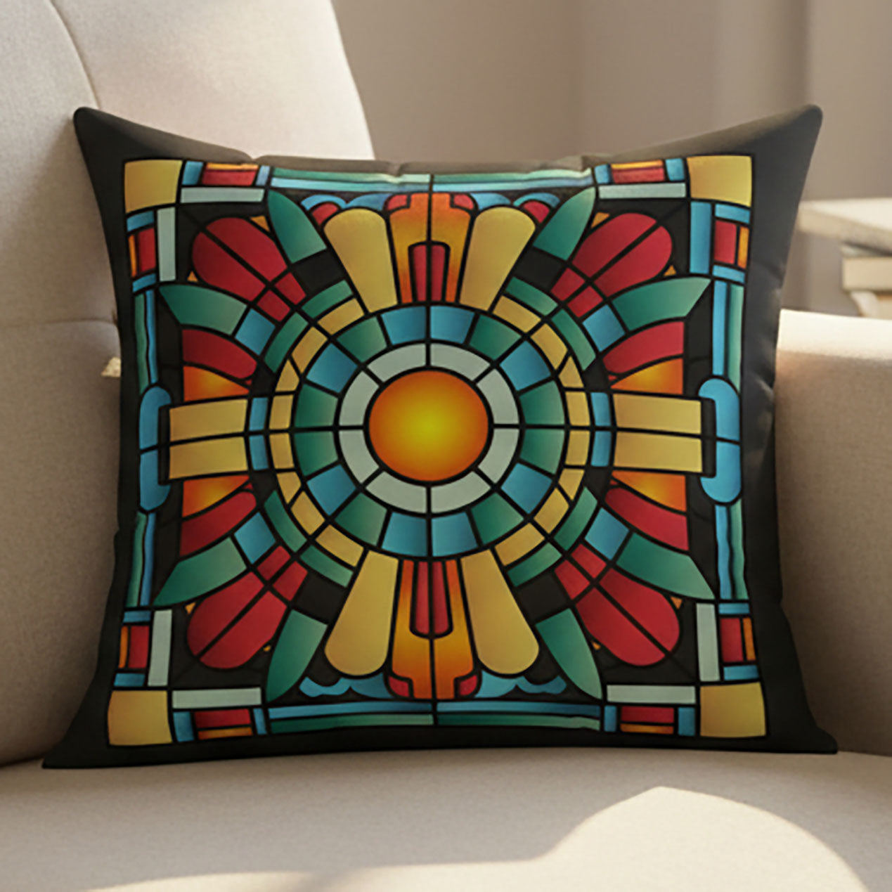Stained Glass 16"x16" Throw Pillow