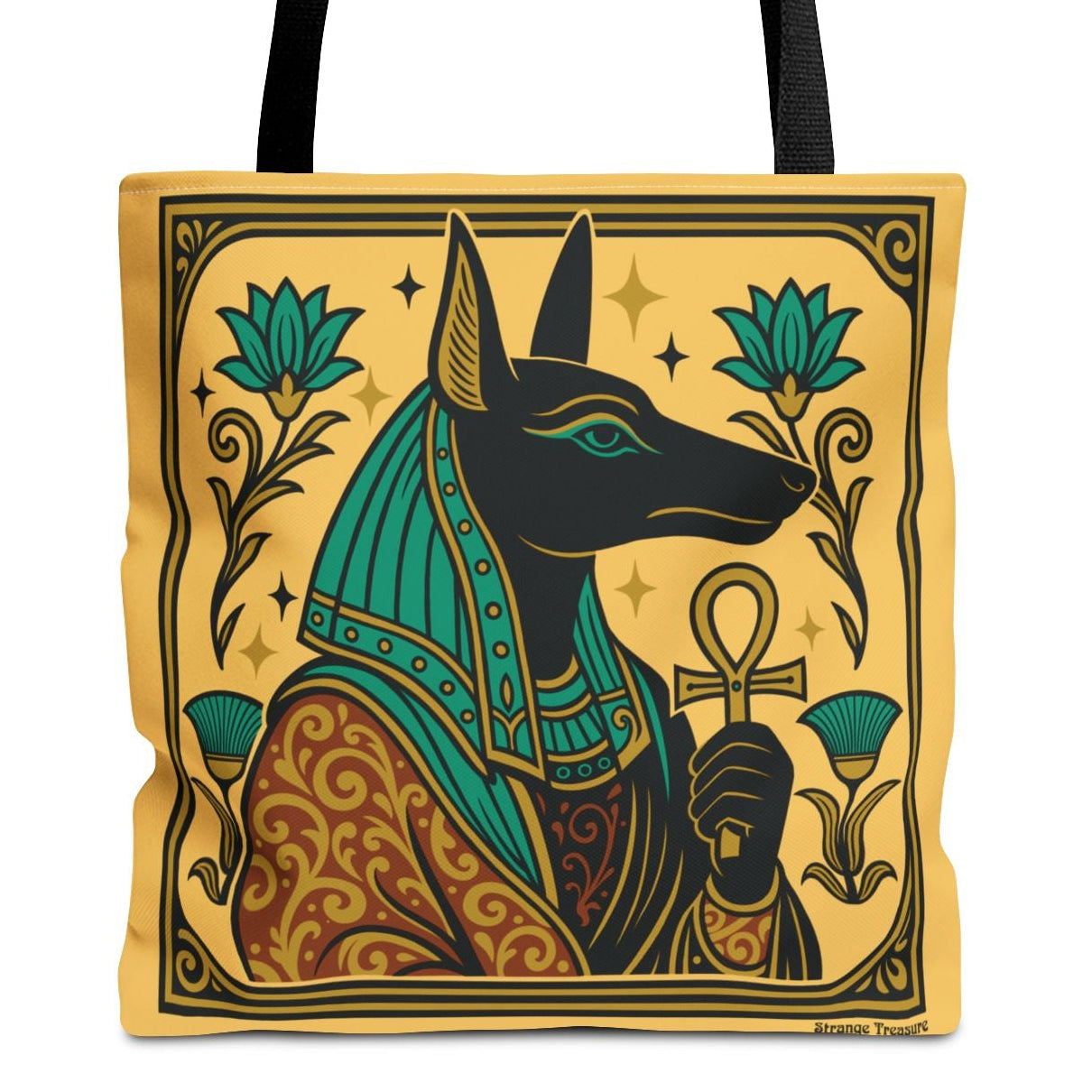 Egyptian Anubis & Papyrus 16"x16" Tote Bag
