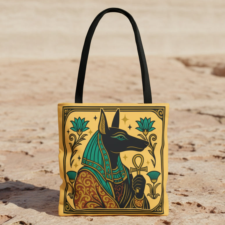 Egyptian Anubis & Papyrus 16"x16" Tote Bag
