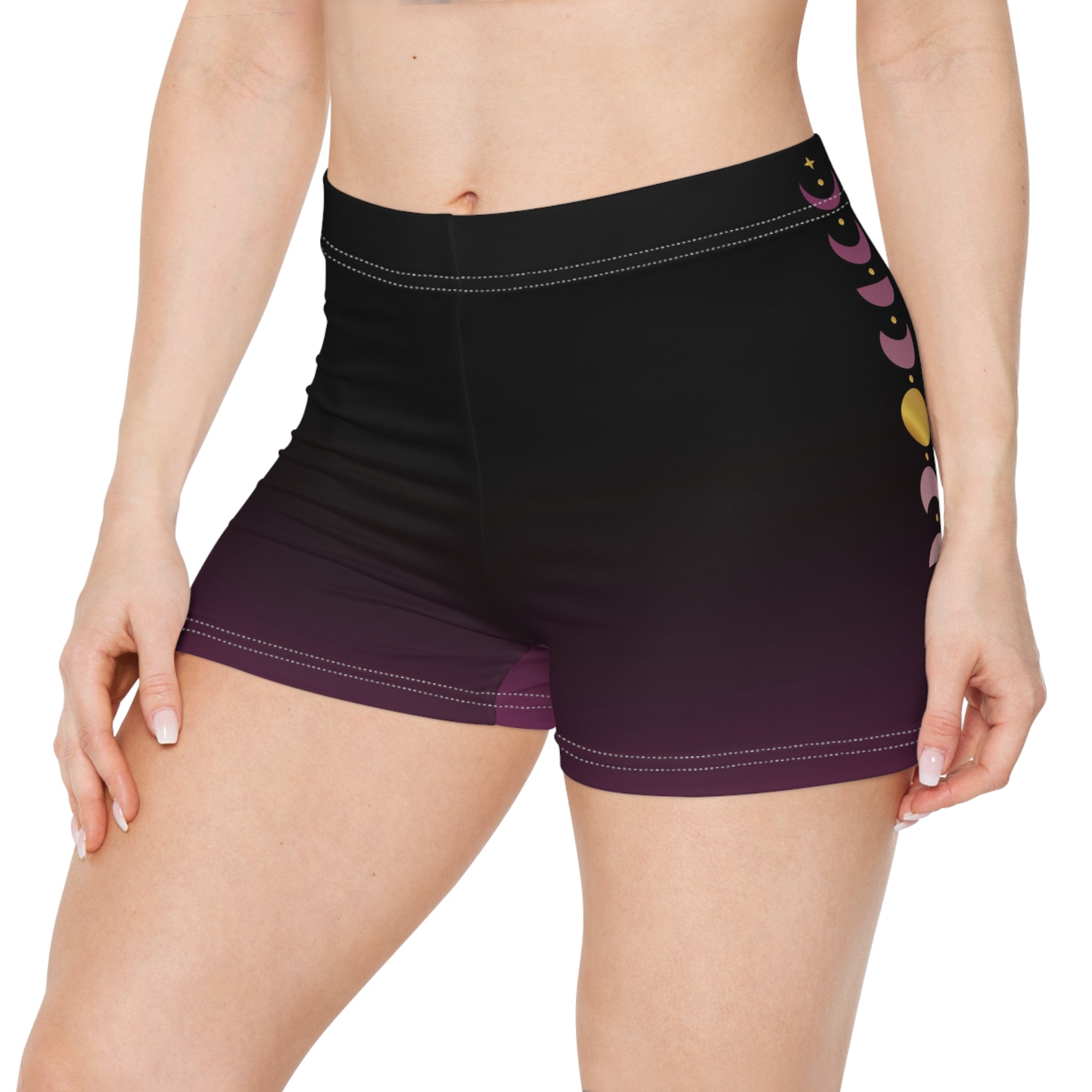 Moon Phases Stripe Active Shorts