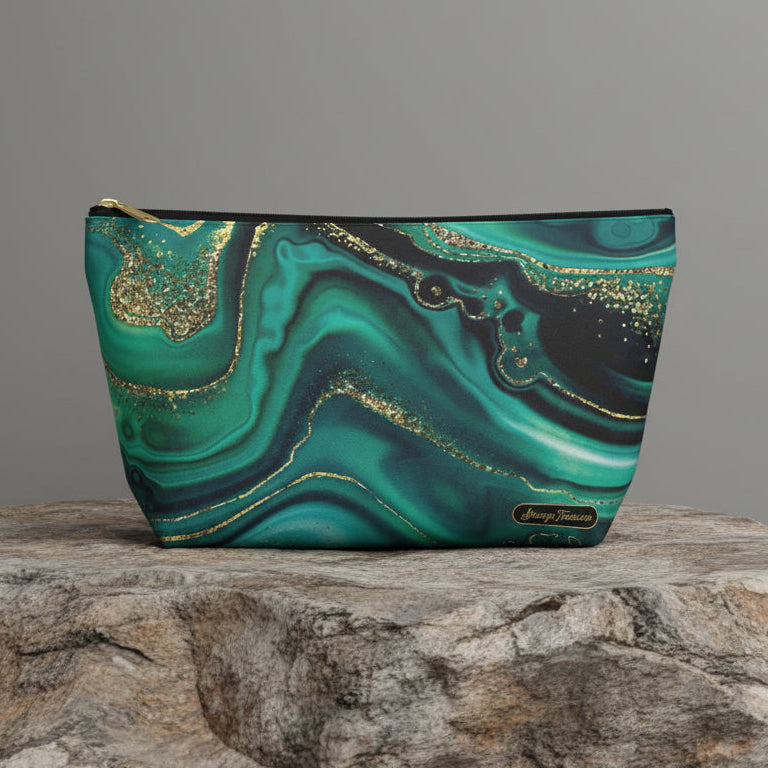 Malachite Large Zipper Pouch