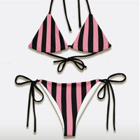 Peek-a-boo Bow & Stripes String Bikini Set