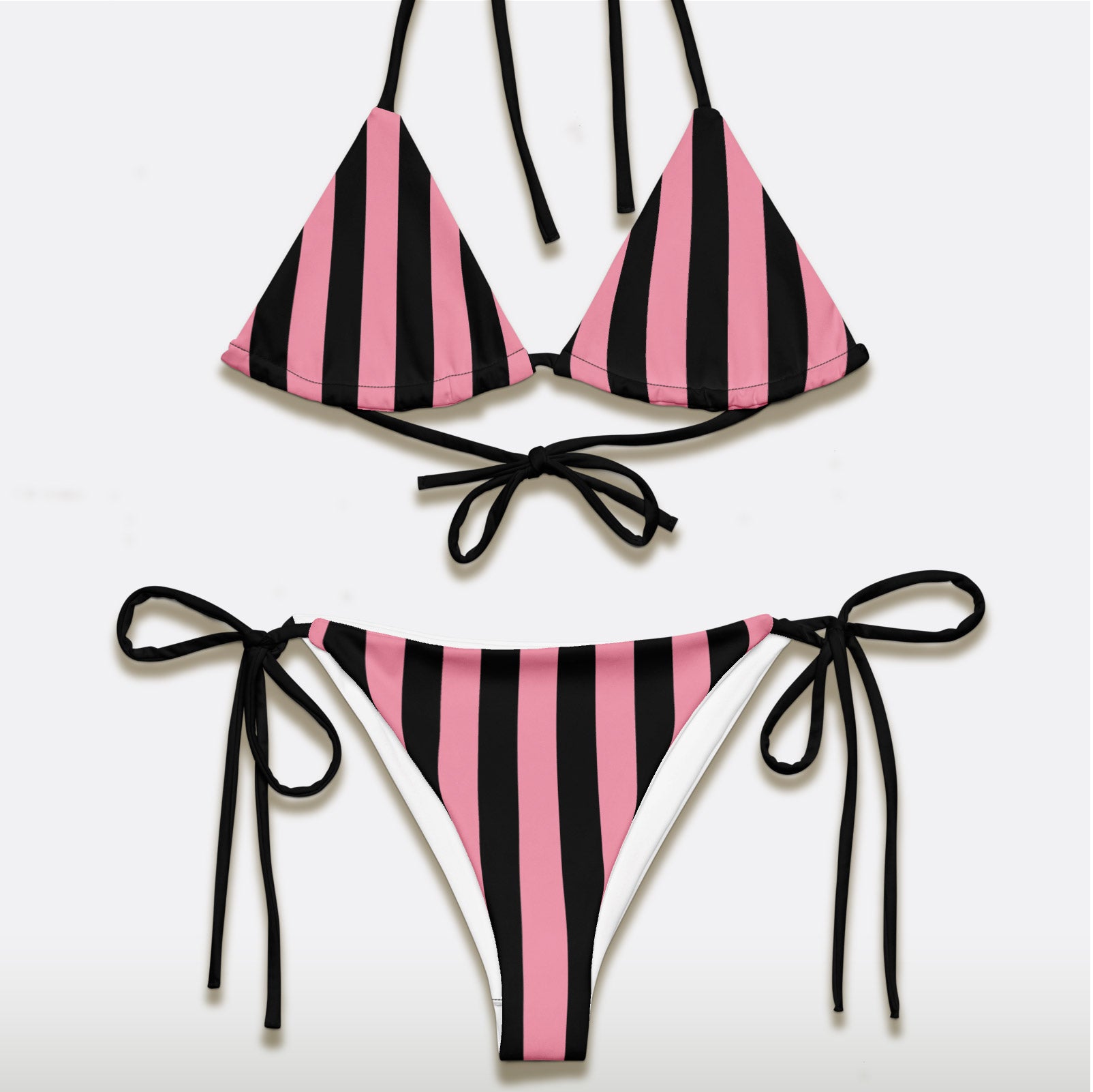 Peek-a-boo Bow & Stripes String Bikini Set