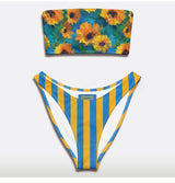 Sunflower Stripe Bandeau Bikini Set
