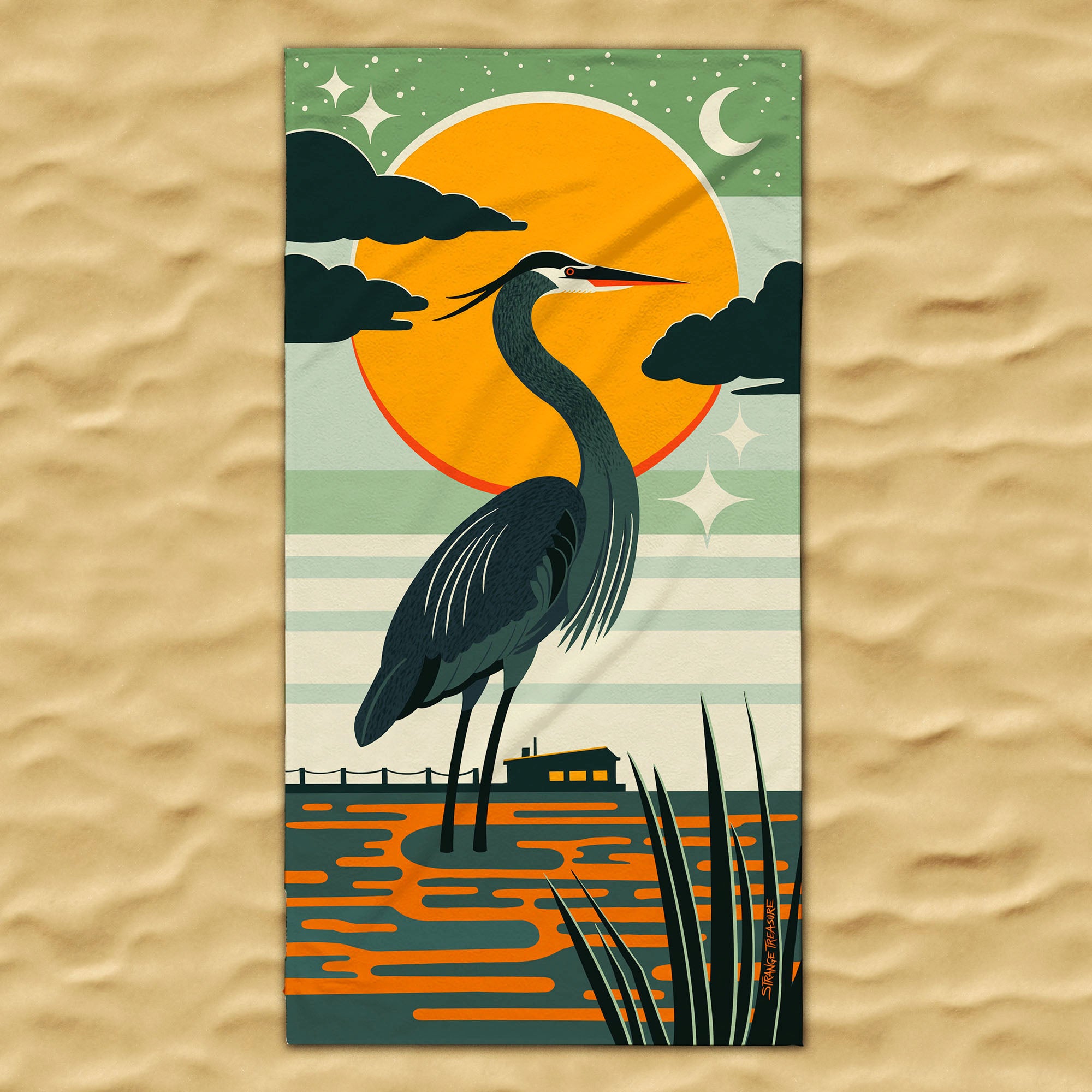 Blue Heron Beach Towel