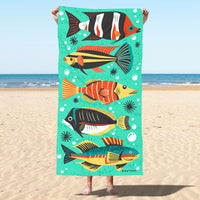 Mid-Mod Tropical Fish Beach Towel