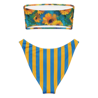 Sunflower Stripe Bandeau Bikini Set