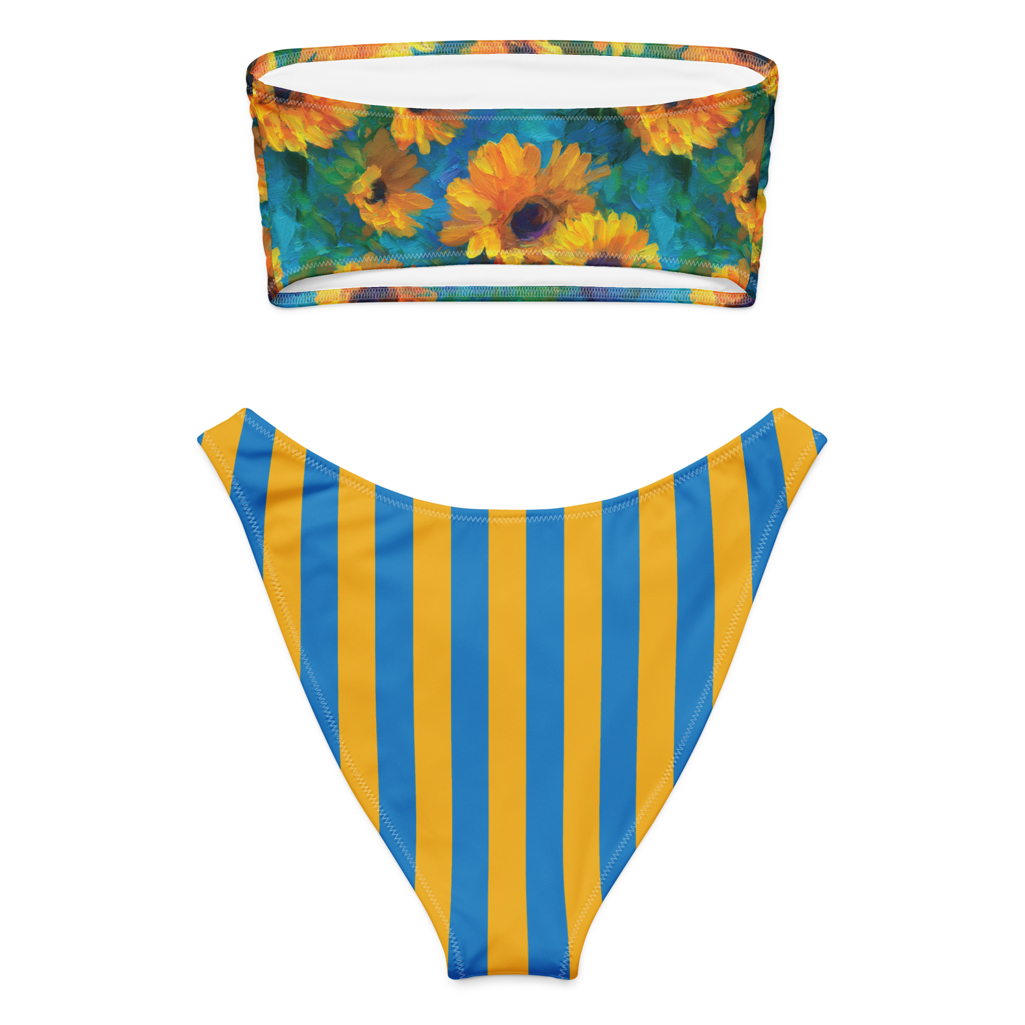 Sunflower Stripe Bandeau Bikini Set