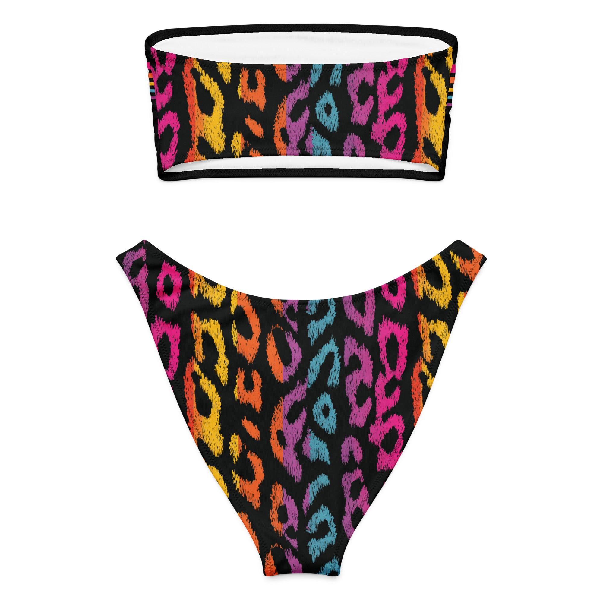 Rainbow Animal Bandeau Bikini Set