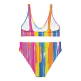 Watercolor Stripe High-waisted Bikini Set