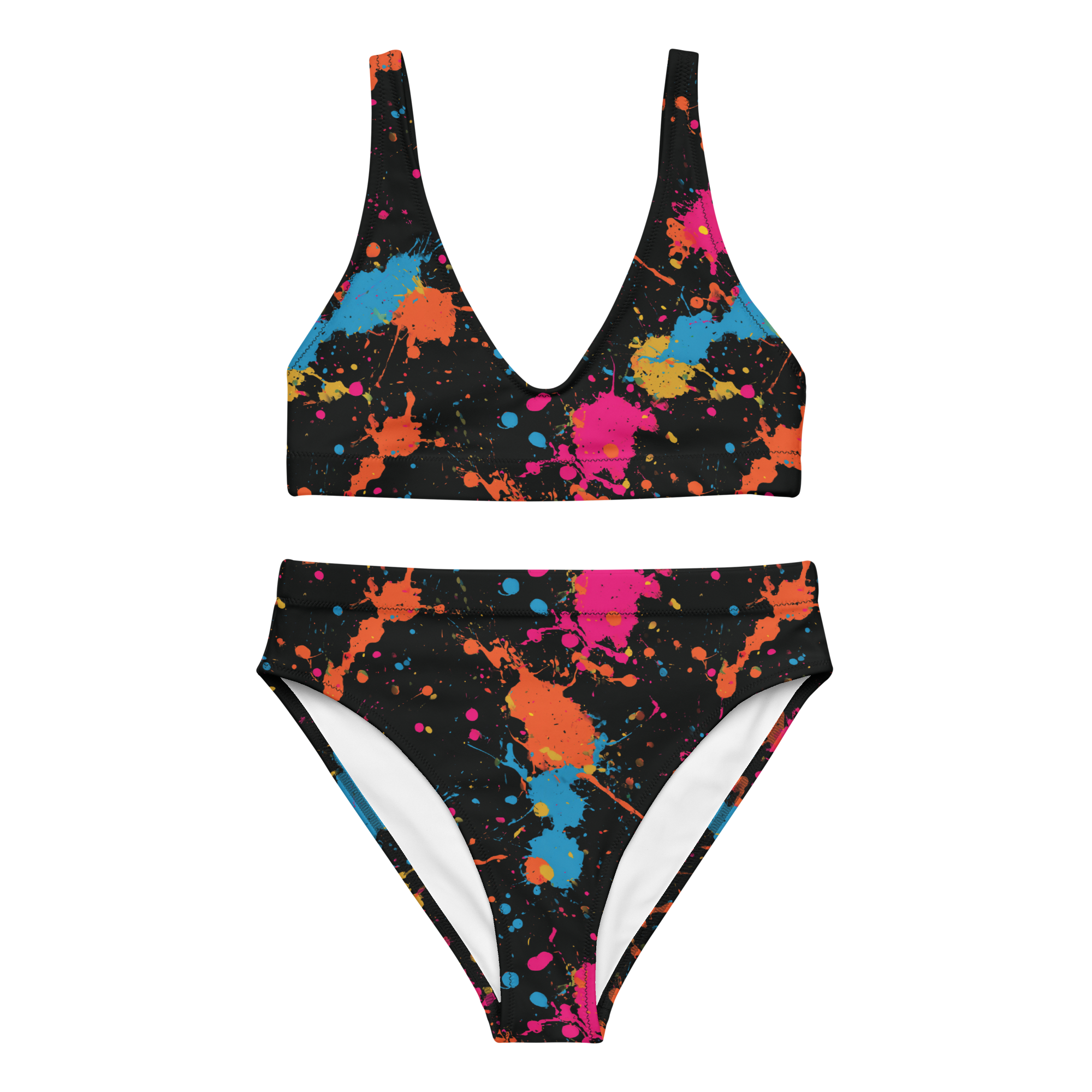 Paint Splatter High-waisted Bikini Set