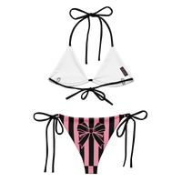 Peek-a-boo Bow & Stripes String Bikini Set