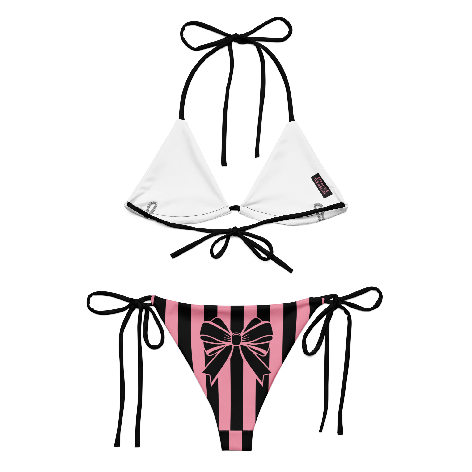 Peek-a-boo Bow & Stripes String Bikini Set