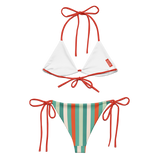 Retro Flowers & Stripe String Bikini Set