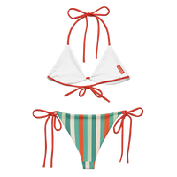 Retro Flowers & Stripe String Bikini Set
