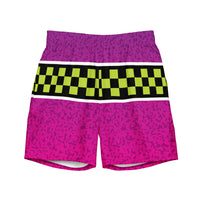 Checker Stripe Mens Swim Trunks