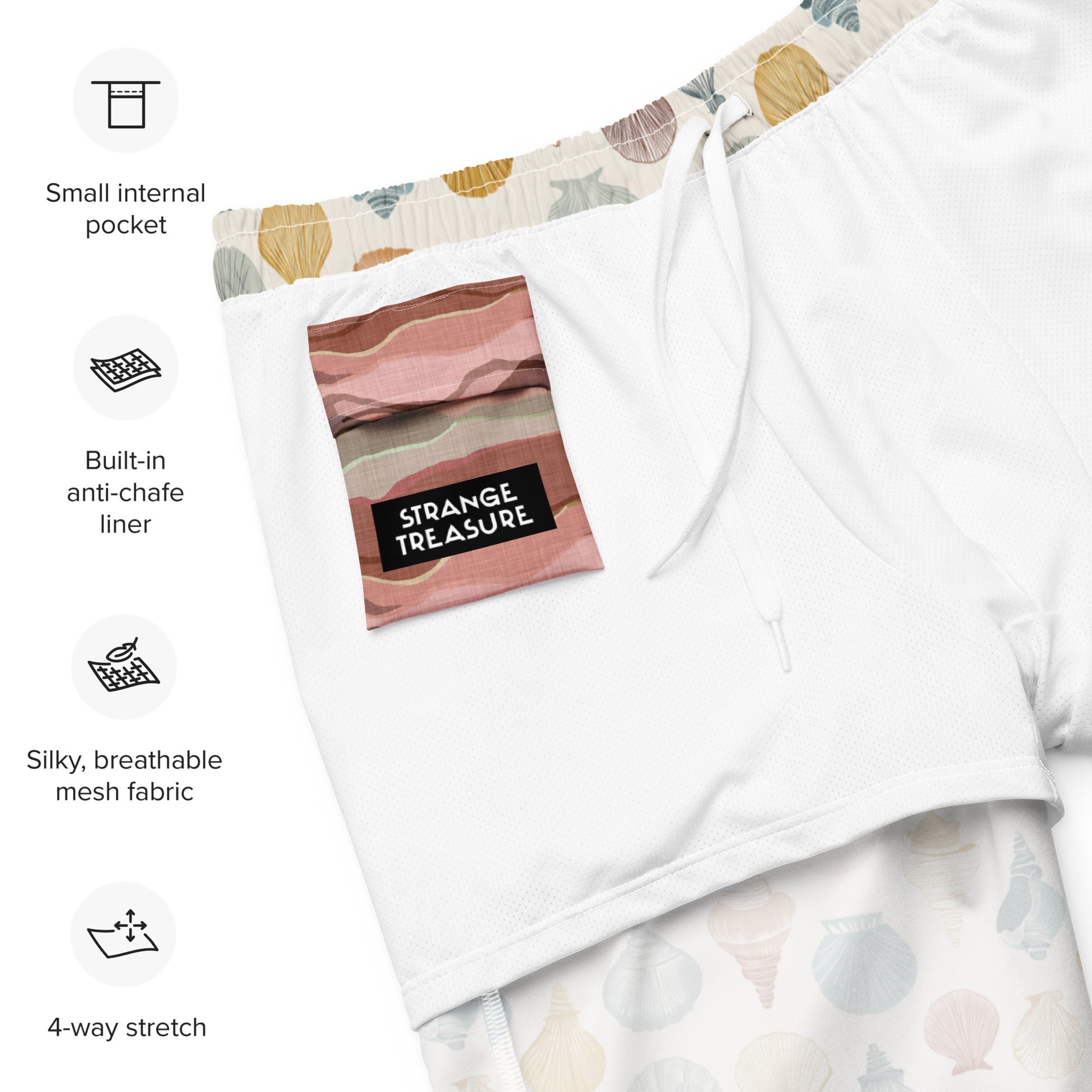 Seashells Mens Swim Trunks