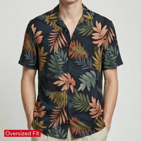 Leaf Motif Button-Down Shirt