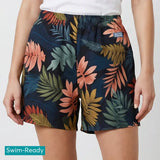 Leaf Motif Casual Long Shorts