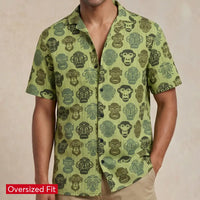 Monkey Stencil Button-Down Shirt
