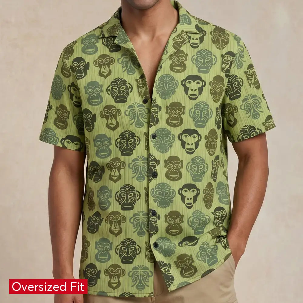 Monkey Stencil Button-Down Shirt