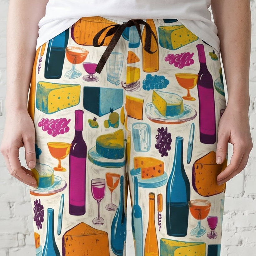 Wine & Cheese Womens Pajama Bottoms
