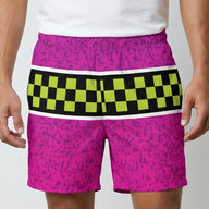 Checker Stripe Mens Swim Trunks