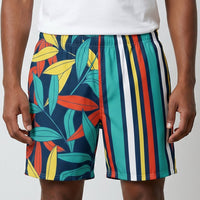 Mixed Print Jungle Mens Swim Trunks