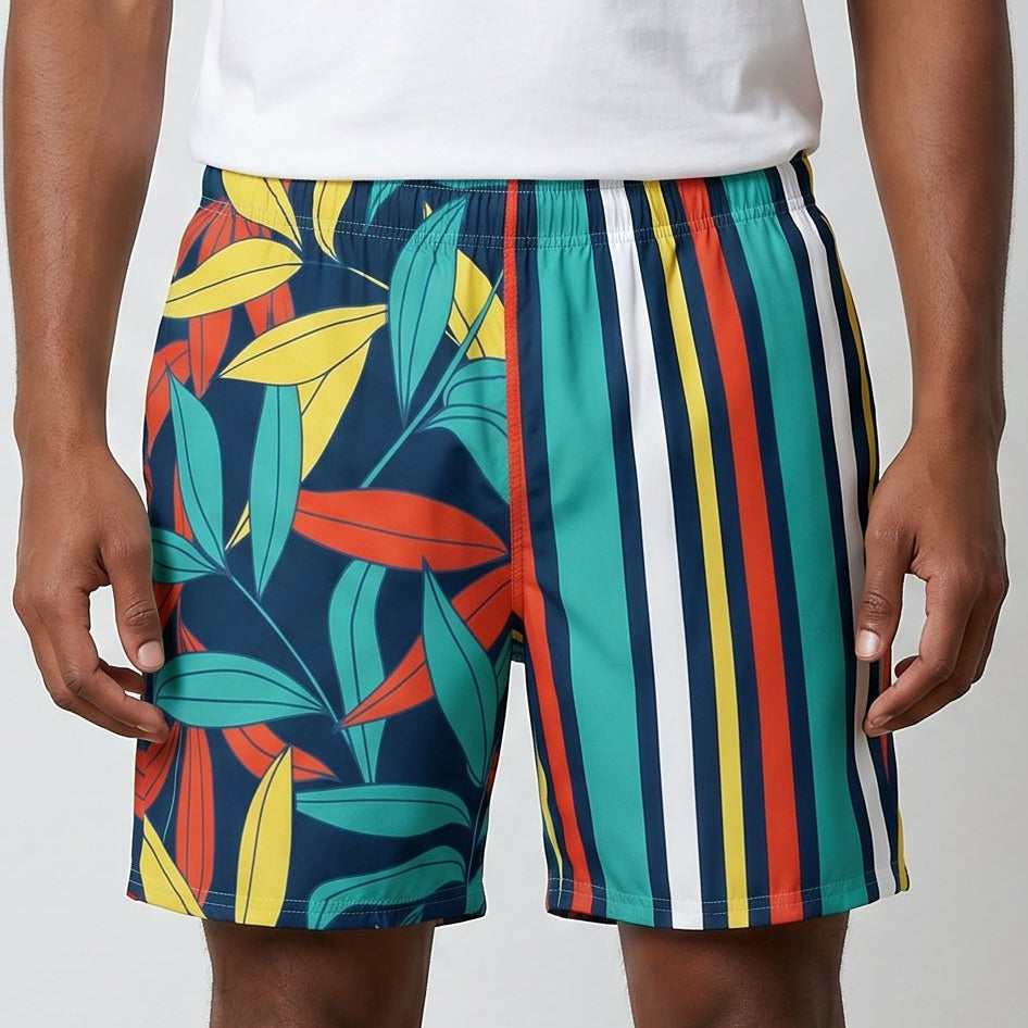 Mixed Print Jungle Mens Swim Trunks