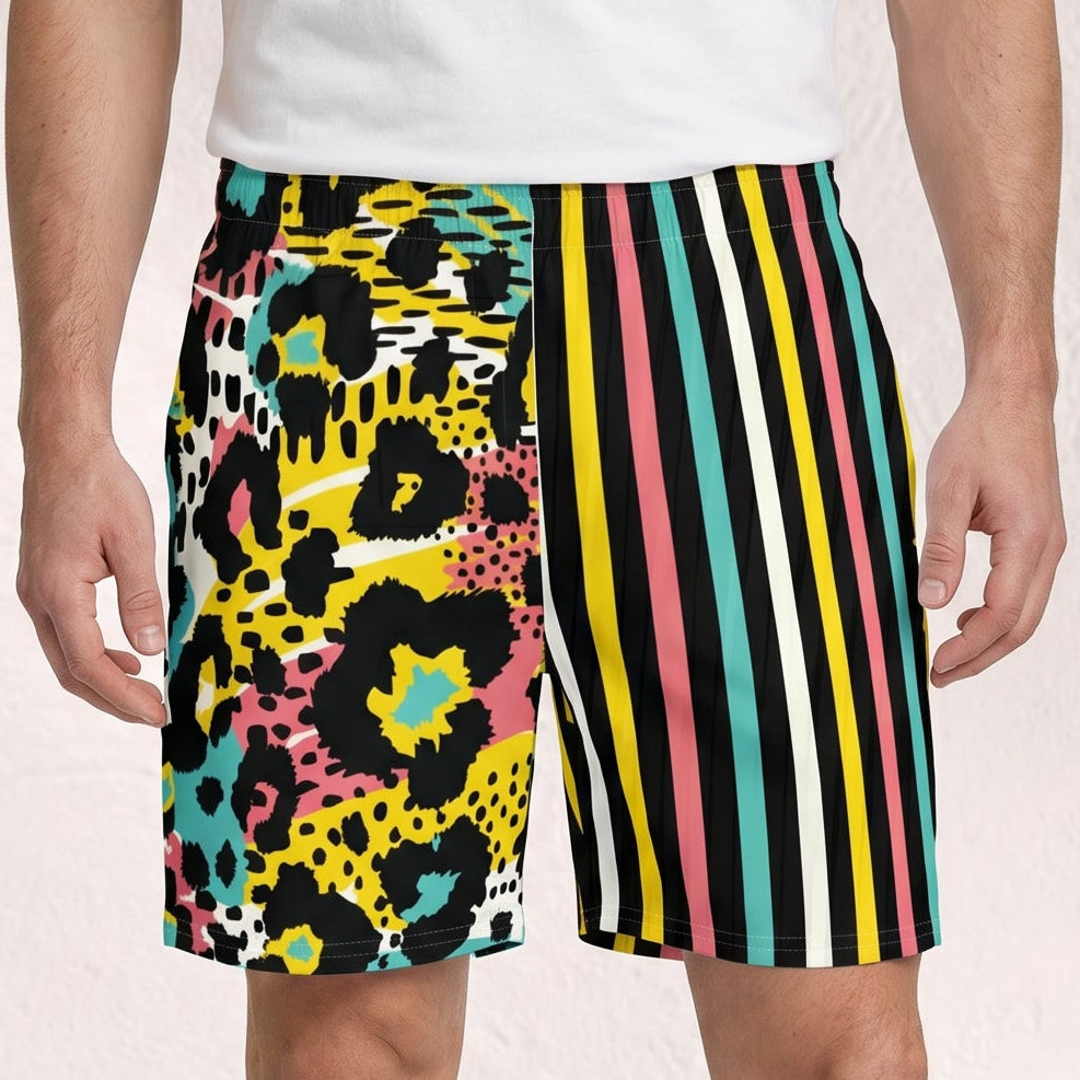 Mix Print Animal Mens Swim Trunks