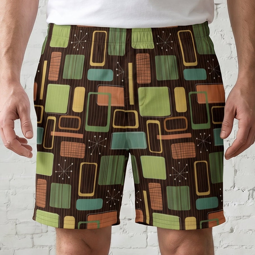 Mid-Mod Patchwork Mens Swim Trunks